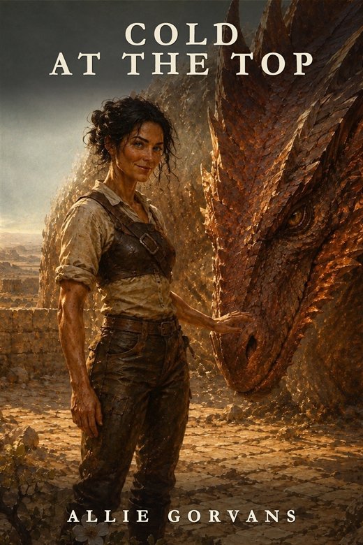 Cold at the Top &mdash; cover: a dragon tamer with her hand on a dragon's muzzle.
