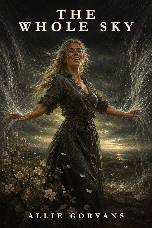 The Whole Sky &mdash; cover: a weather-witch with a storm gathering behind her.